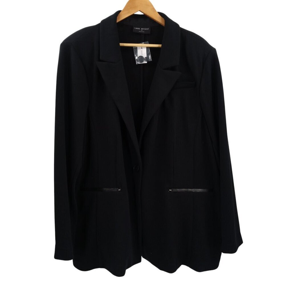 Lane Bryant Black Knit One Button Blazer Size 28 Stretch Career Business New NWT